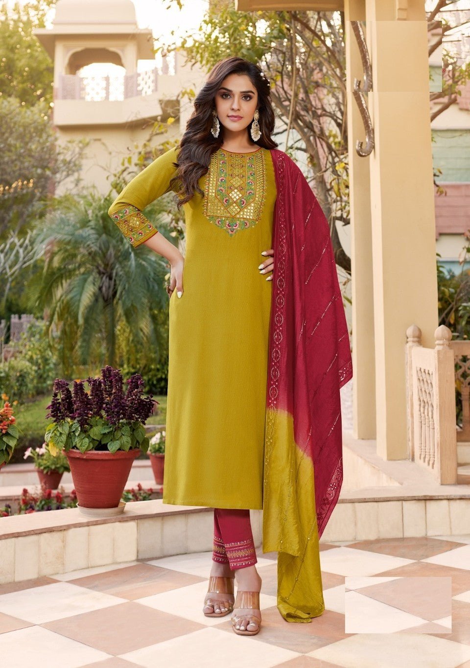 Pure Rayon Weaving With Heavy Embroidery Kurti set for women (Size-XL) - Salim Fashion