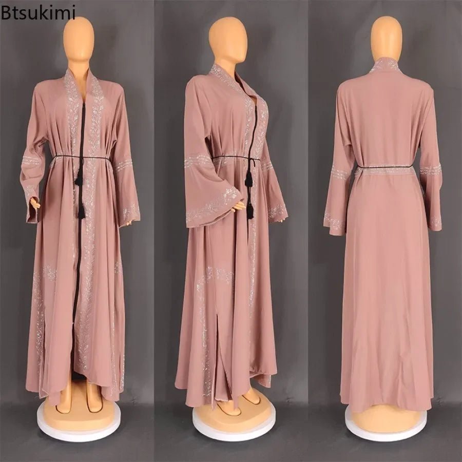 2025 Casual Kimono Robe Femme Caftan Turkish Islamic Clothes Open Abaya Dubai Kaftan Muslim Cardigan Abayas Dresses for Women