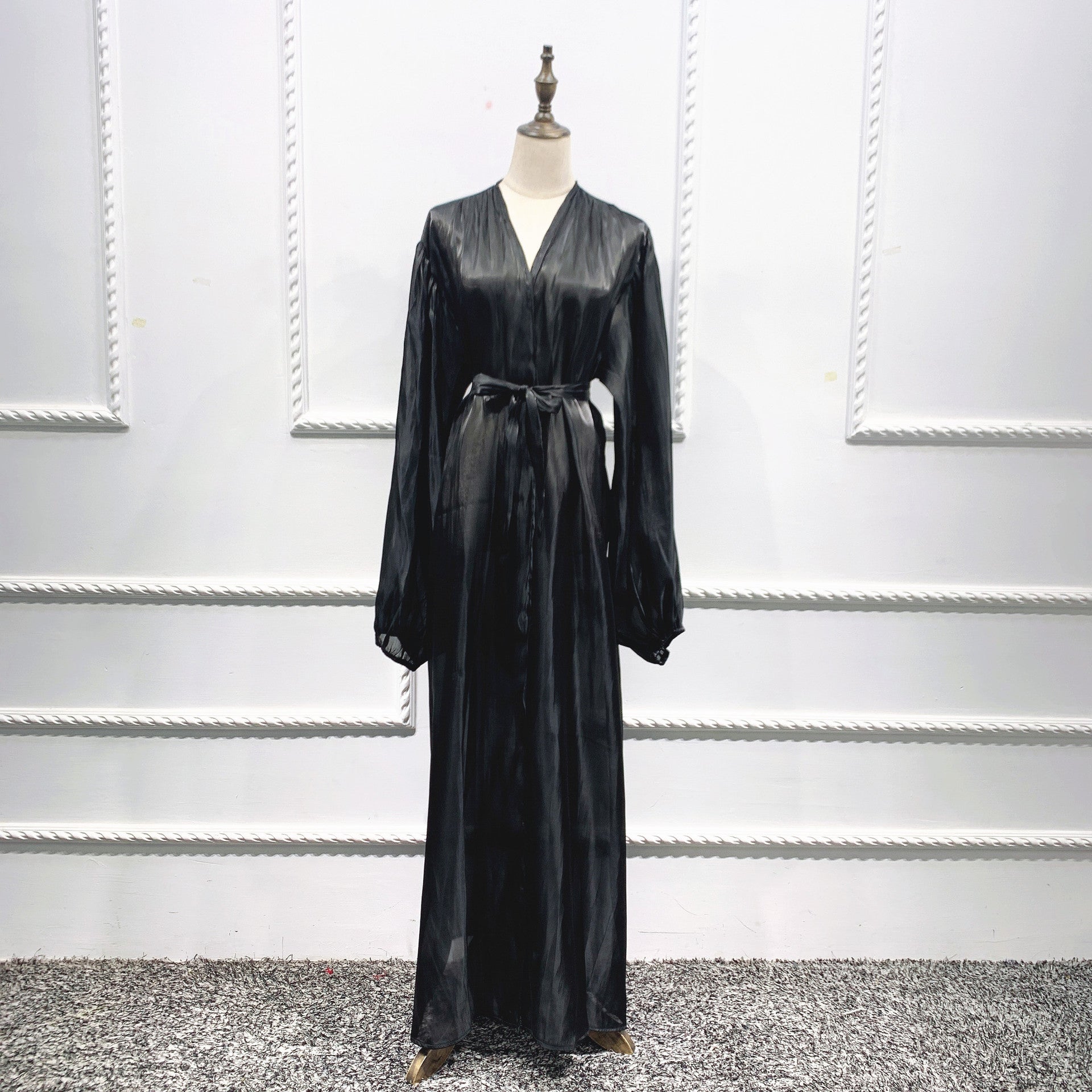Elegant Puff Sleeve Dubai Turkey Abayas For Women Islam Cardigan
