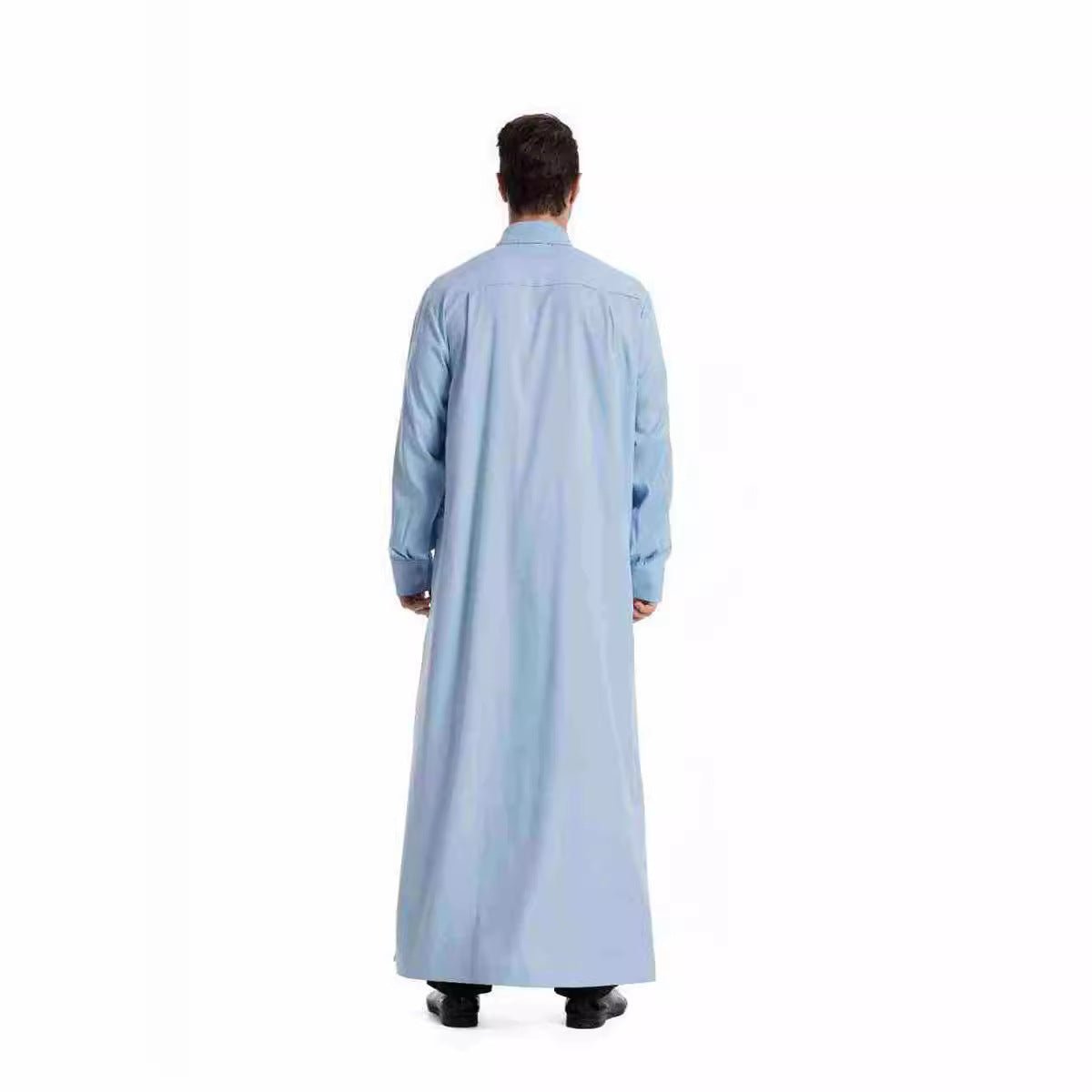 Islamic clothing men's solid color long sleeved loose Muslim suit Arab Kaftan solid color standing collar men's robe