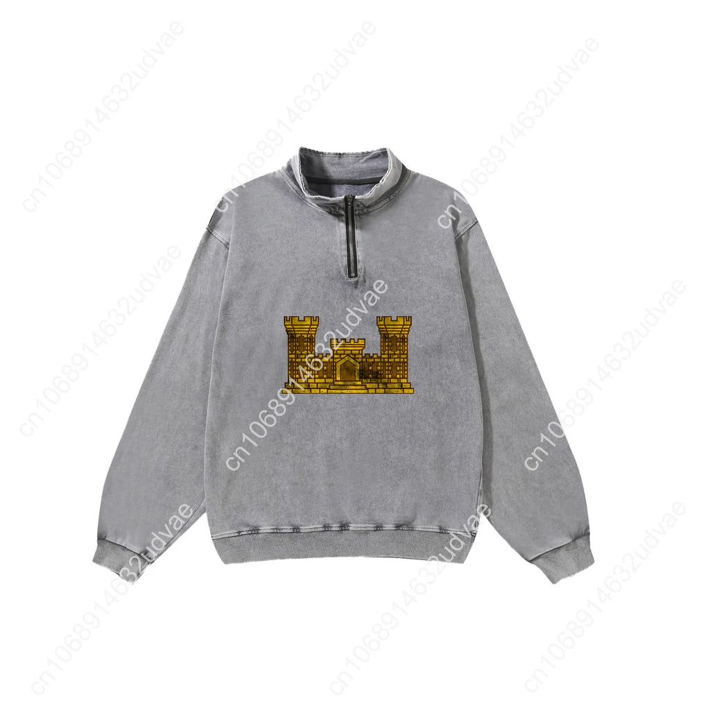 US Army Engineer Branch EN Retro Sweatshirt Man Woman Teenager Vintage Pullover Half Sweat Custom Made Tops Sleeved Tshirt
