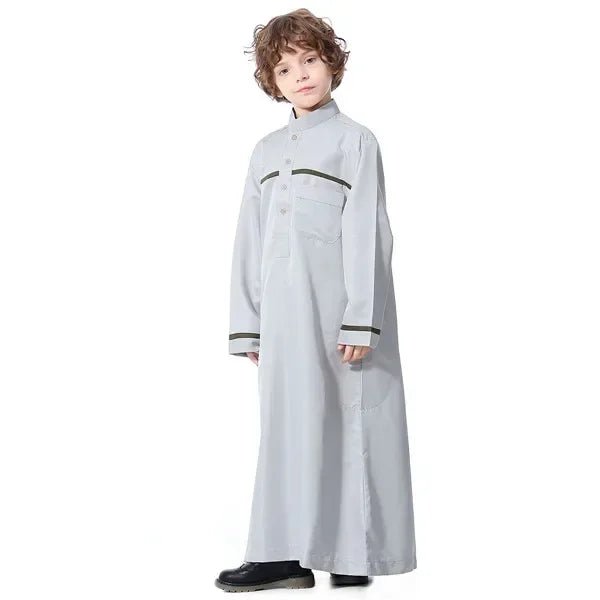 Muslim Arab Jubba Boys Robe Kids Abayas Kaftan Islamic Clothing Long Sleeve Thobe Middle East Teenage Clothing Ramadan Dress Eid