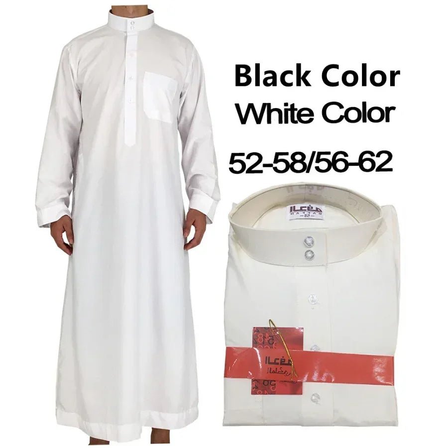 2024 Mid East Men Clothing Muslim Fashion Abayas Men's Solid Color Robe Pakistan Kaftan Arab Islamic Jubba Thobe Musulman Homme