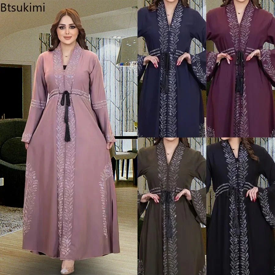 2025 Casual Kimono Robe Femme Caftan Turkish Islamic Clothes Open Abaya Dubai Kaftan Muslim Cardigan Abayas Dresses for Women