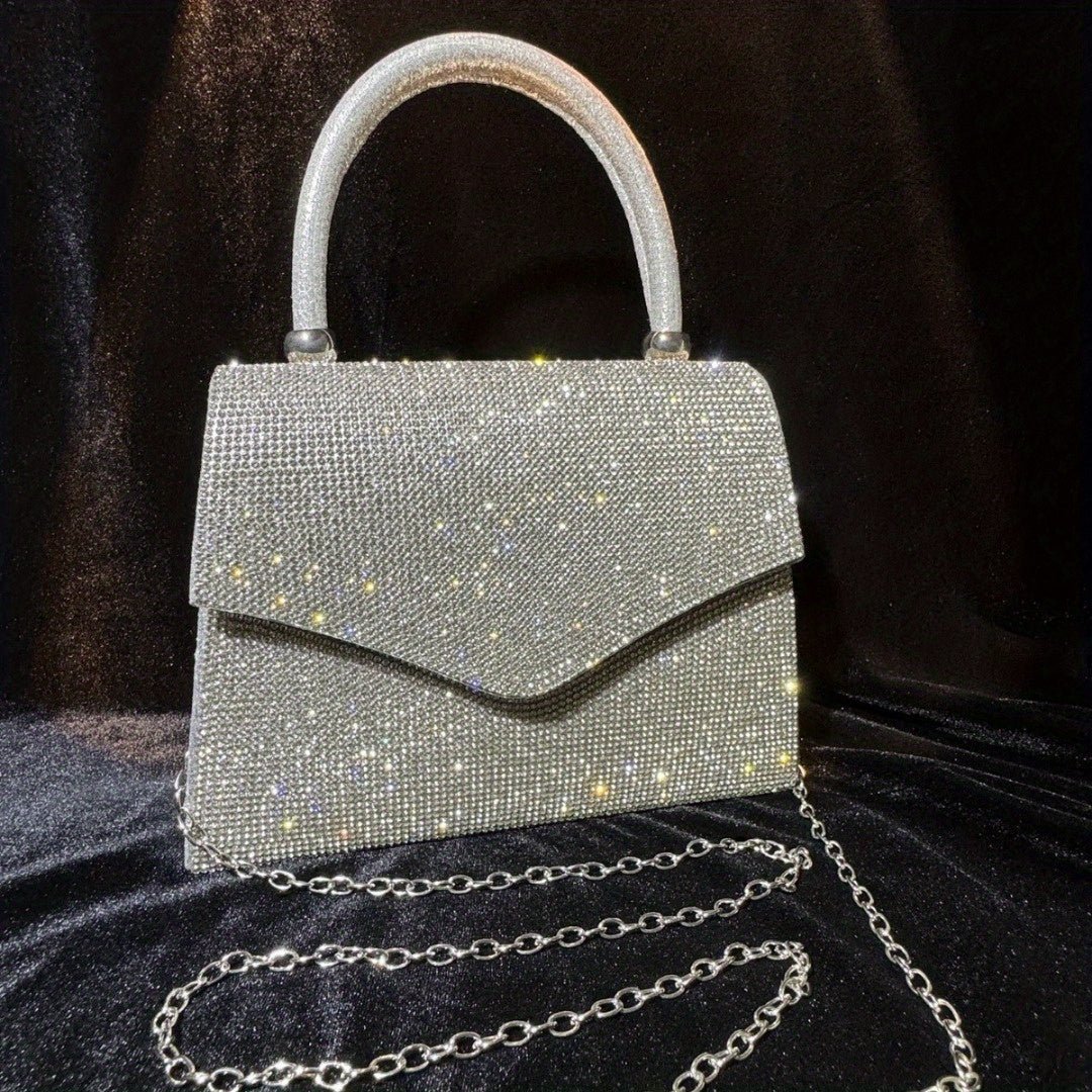 Evening Bag Clutch Purses for Women, Rhinestone silver dinner handbag - Salim Fashion