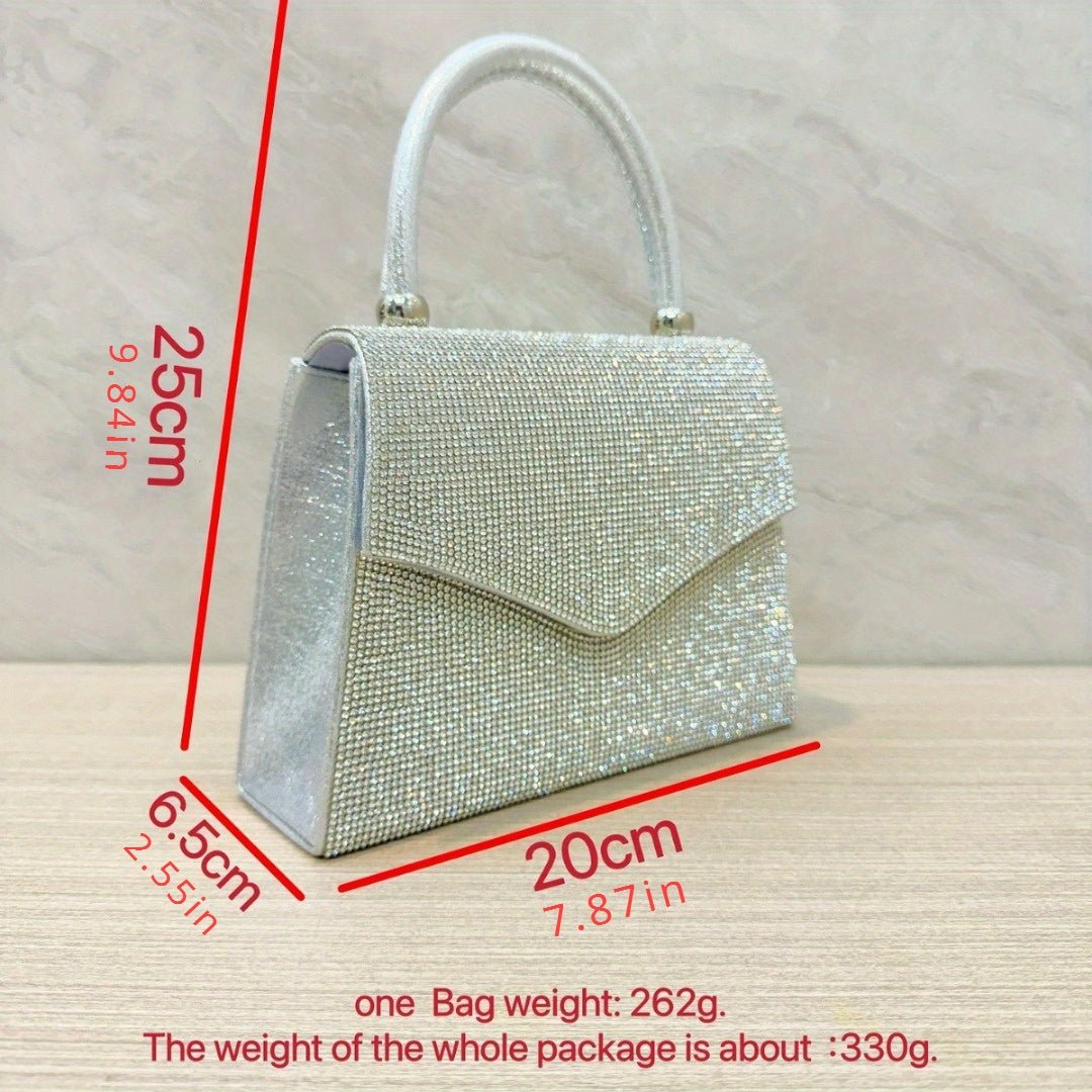 Evening Bag Clutch Purses for Women, Rhinestone silver dinner handbag - Salim Fashion