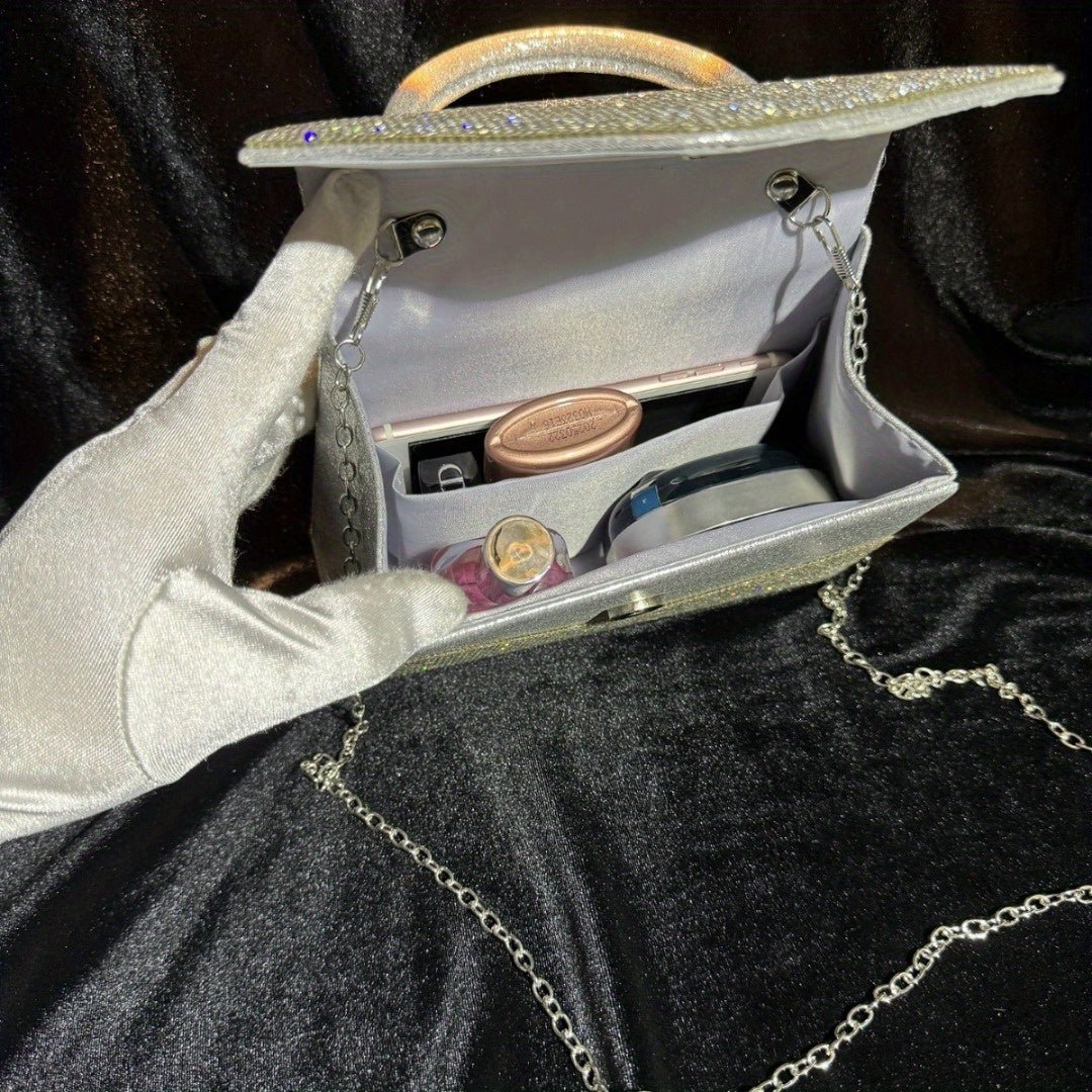 Evening Bag Clutch Purses for Women, Rhinestone silver dinner handbag - Salim Fashion