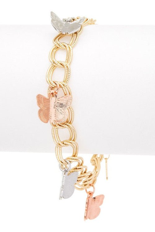Butterfly Charm Mix Tone Bracelet - Salim Fashion