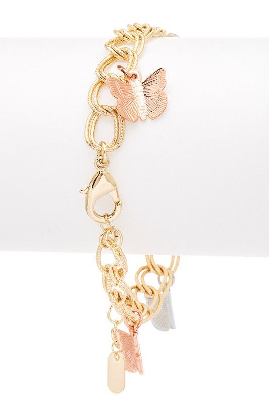 Butterfly Charm Mix Tone Bracelet - Salim Fashion