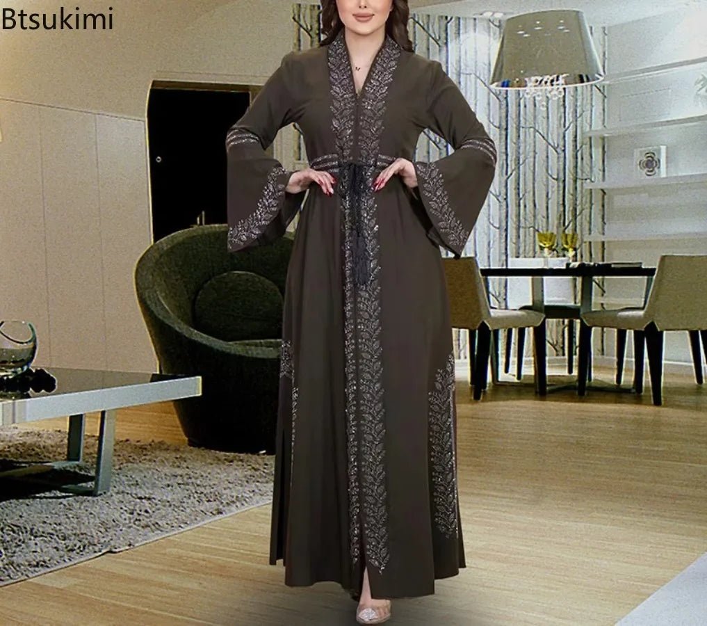 2025 Casual Kimono Robe Femme Caftan Turkish Islamic Clothes Open Abaya Dubai Kaftan Muslim Cardigan Abayas Dresses for Women