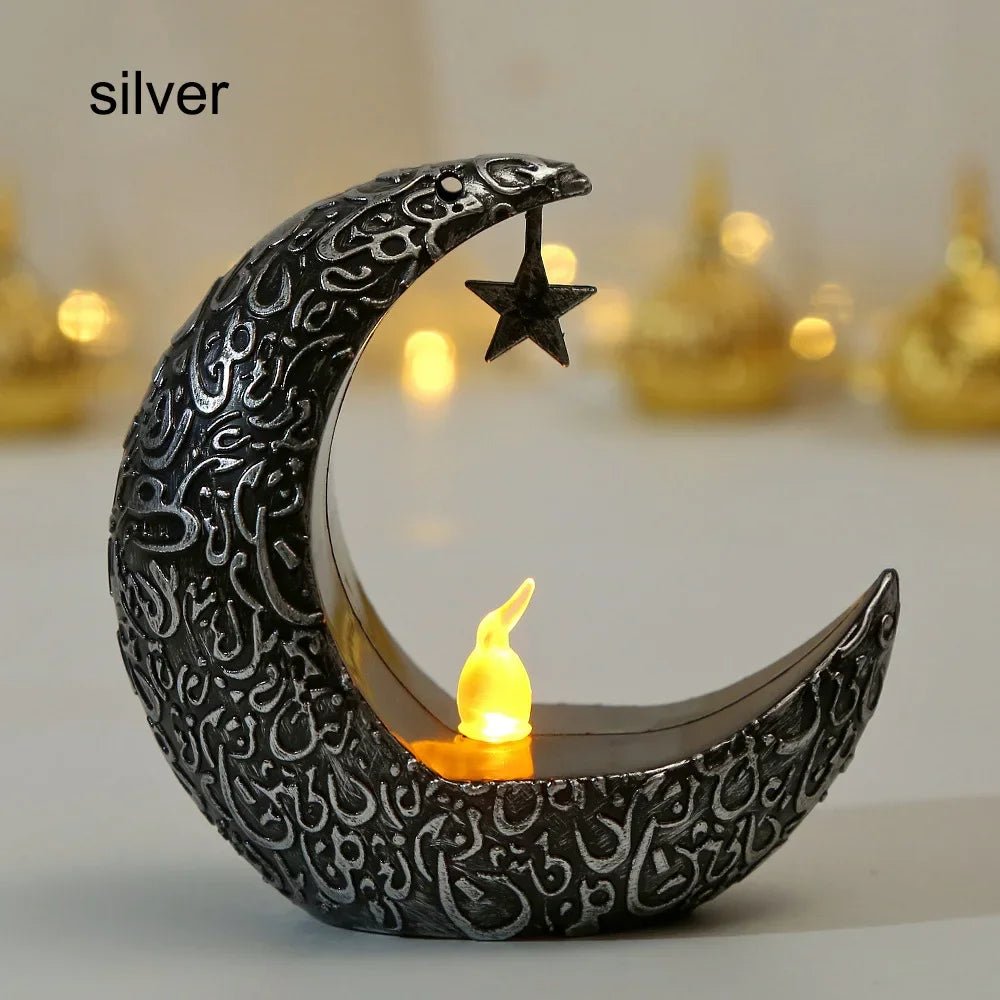 Star Moon LED Candle Holder Light Ramadan Karim Islam Muslim Home Decorative Light Electronic Candle Light Party Gift