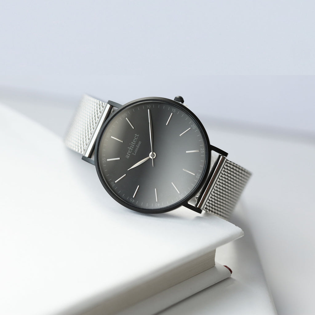 Handwriting Engraving - Men's Minimalist Watch + Steel Silver Mesh - Salim Fashion