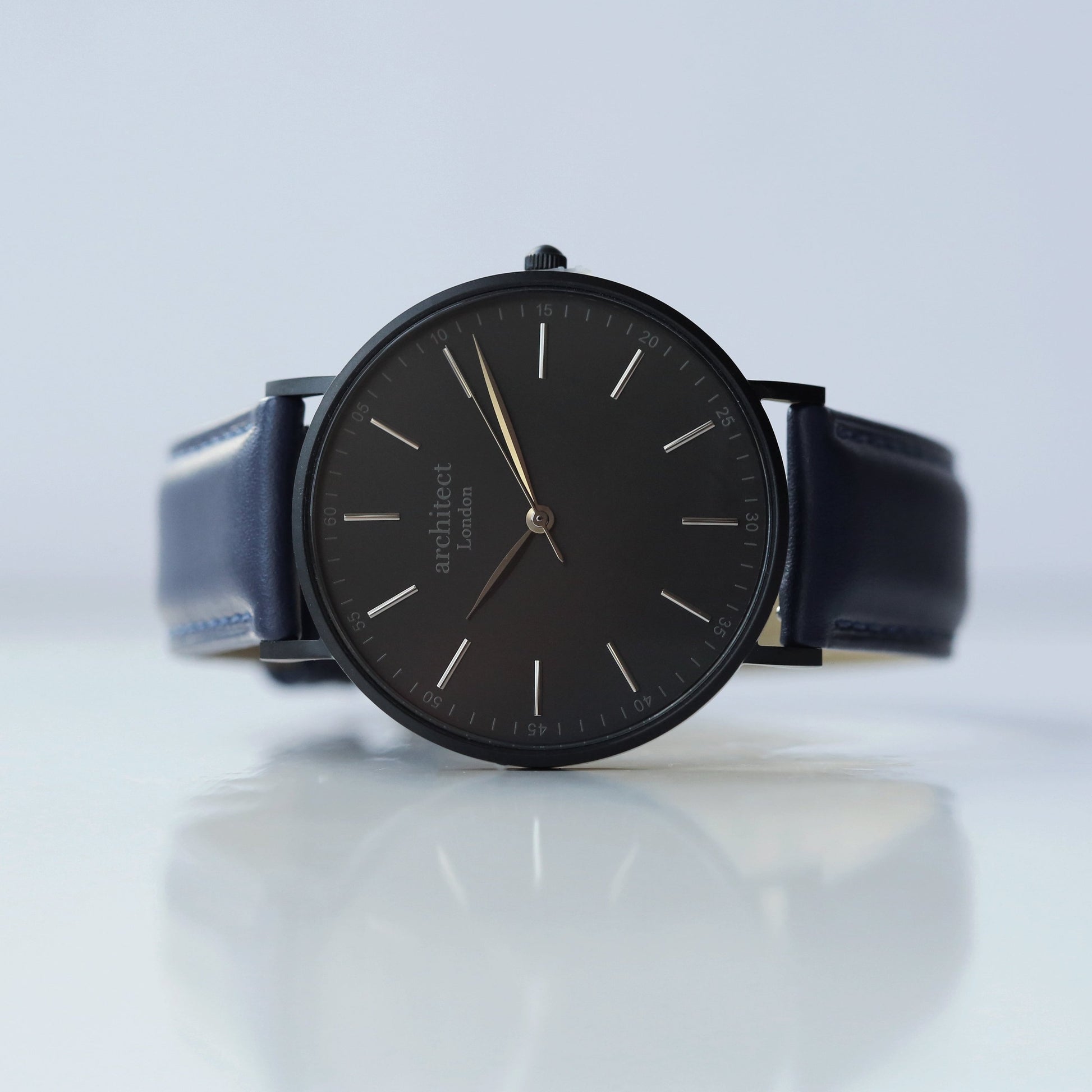 Modern Font Engraving - Men's Minimalist Watch + Admiral Blue Strap - Salim Fashion