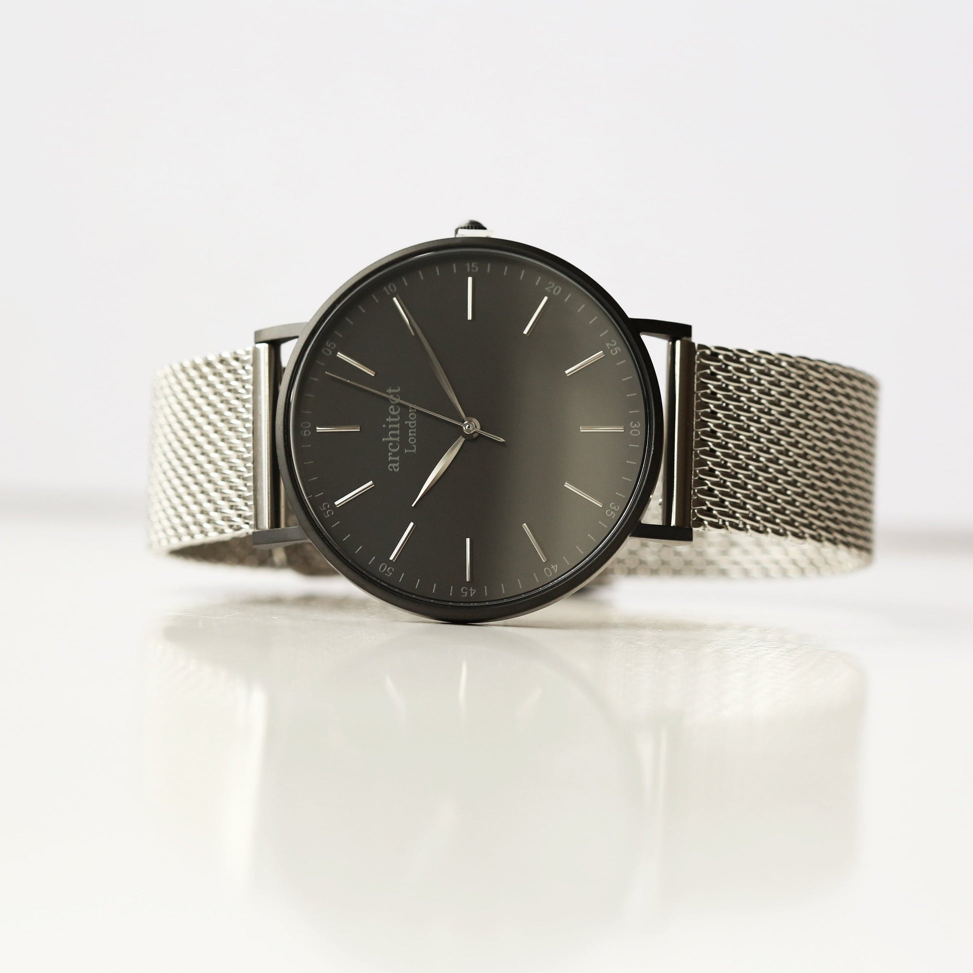Handwriting Engraving - Men's Minimalist Watch + Steel Silver Mesh - Salim Fashion