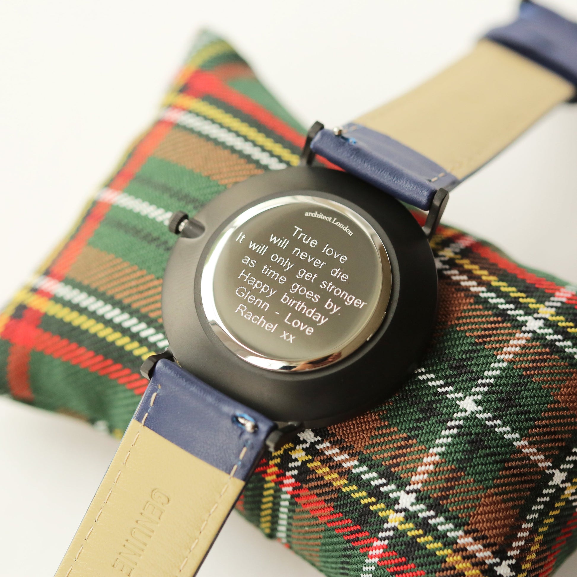 Modern Font Engraving - Men's Minimalist Watch + Admiral Blue Strap - Salim Fashion