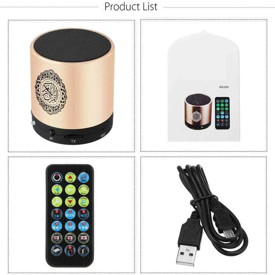 The New Quran Muslim Speaker,Smart Koran Translation Small Portable Remote Control Bluetooth MP3 FM IF Player Ramadan Hajj Gifts
