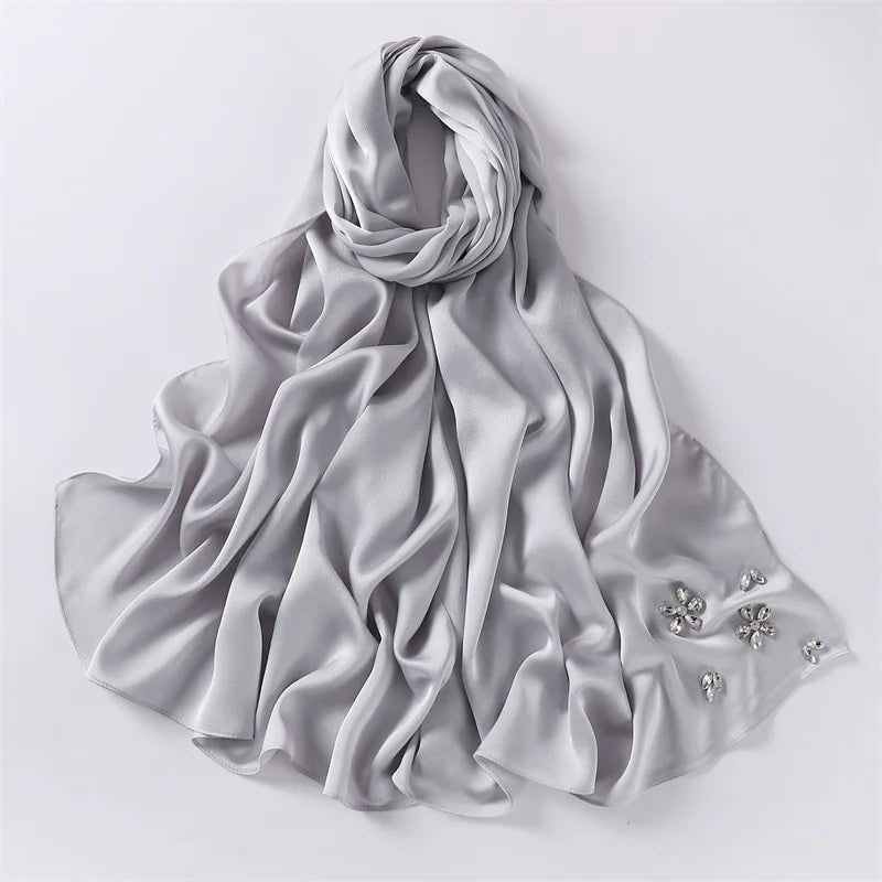 2023 Luxury Stitch Diamond Floral Bubble Chiffon Instant Hijab Shawls Lady High Quality Wrap Beach Bufandas Ramadan Muslim Sjaal