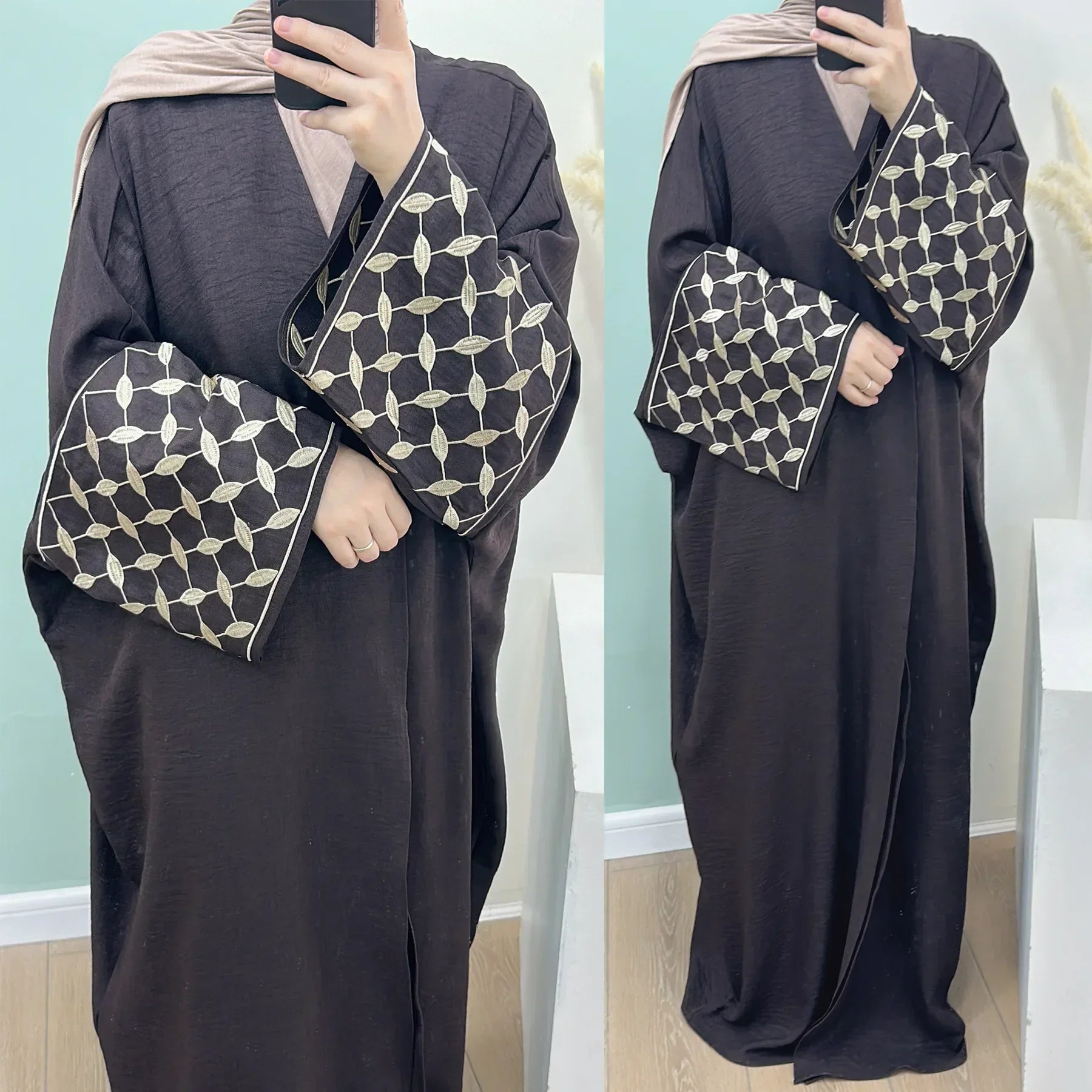 Batwing Abaya Women Elegant Luxury Dress Kimono Dubai Embroidery Open Abayas for Women Turkish Islamic Clothing Kaftan Ramadan