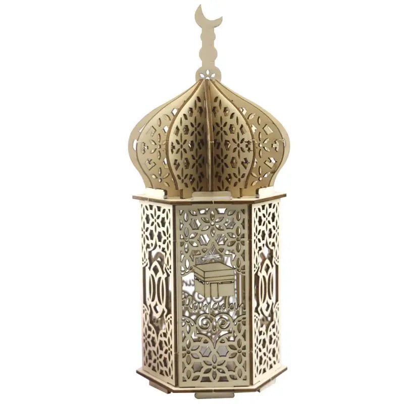Eid Mubarak Light Wooden Led Lamp for Palace Ornament Ramadan Decoration for Patio Indoors Outdoors Events Parties Weddi