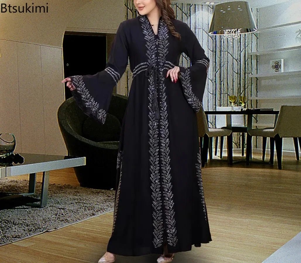 2025 Casual Kimono Robe Femme Caftan Turkish Islamic Clothes Open Abaya Dubai Kaftan Muslim Cardigan Abayas Dresses for Women