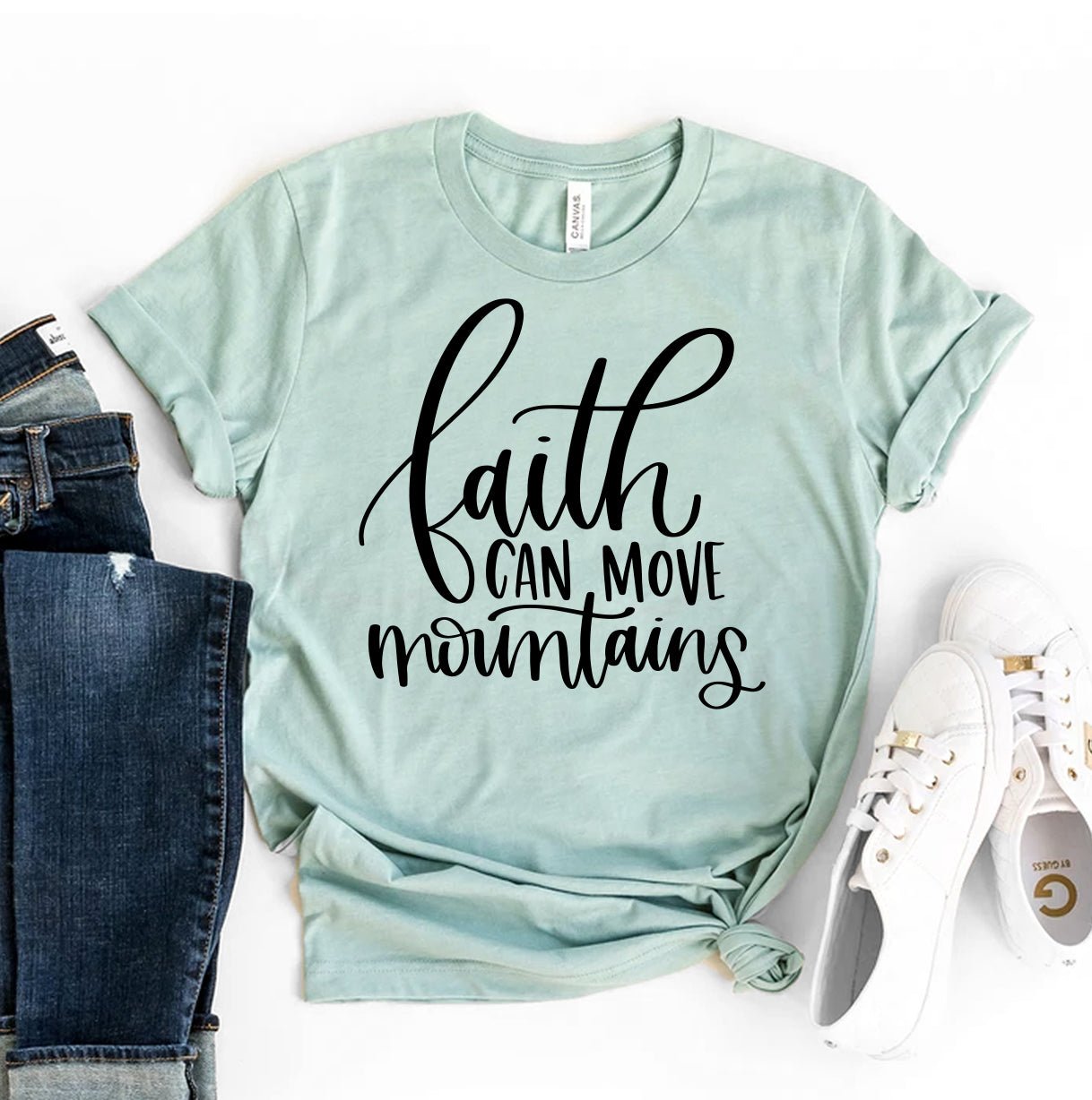 Faith Can Move Mountains T-Shirt - Salim Fashion
