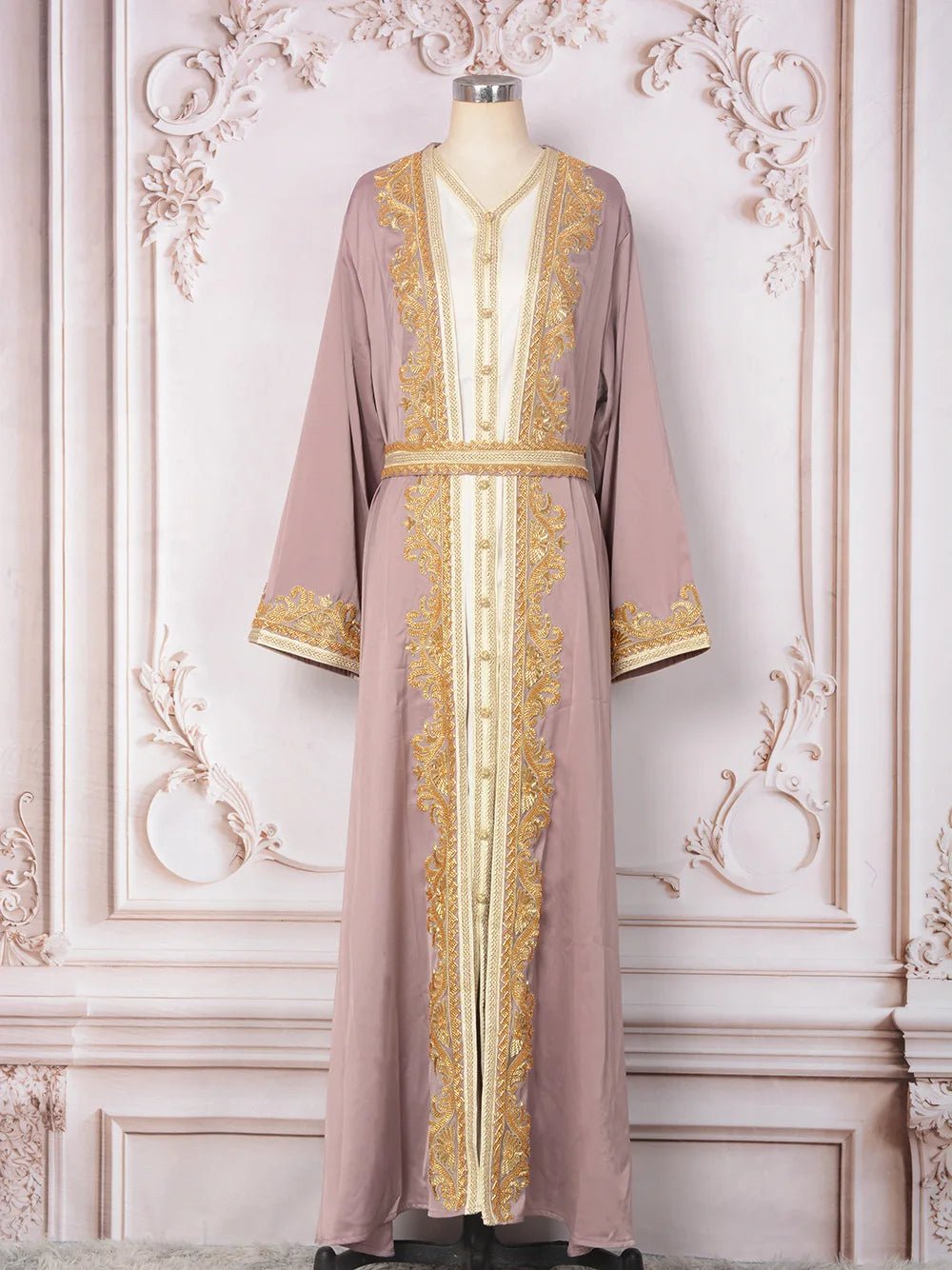 Moroccan Takchita Kaftan Dress 2 Piece Set, Party Wedding Ramadan Eid Traditional Arabic Robe, Muslim Women Islamic Clothing