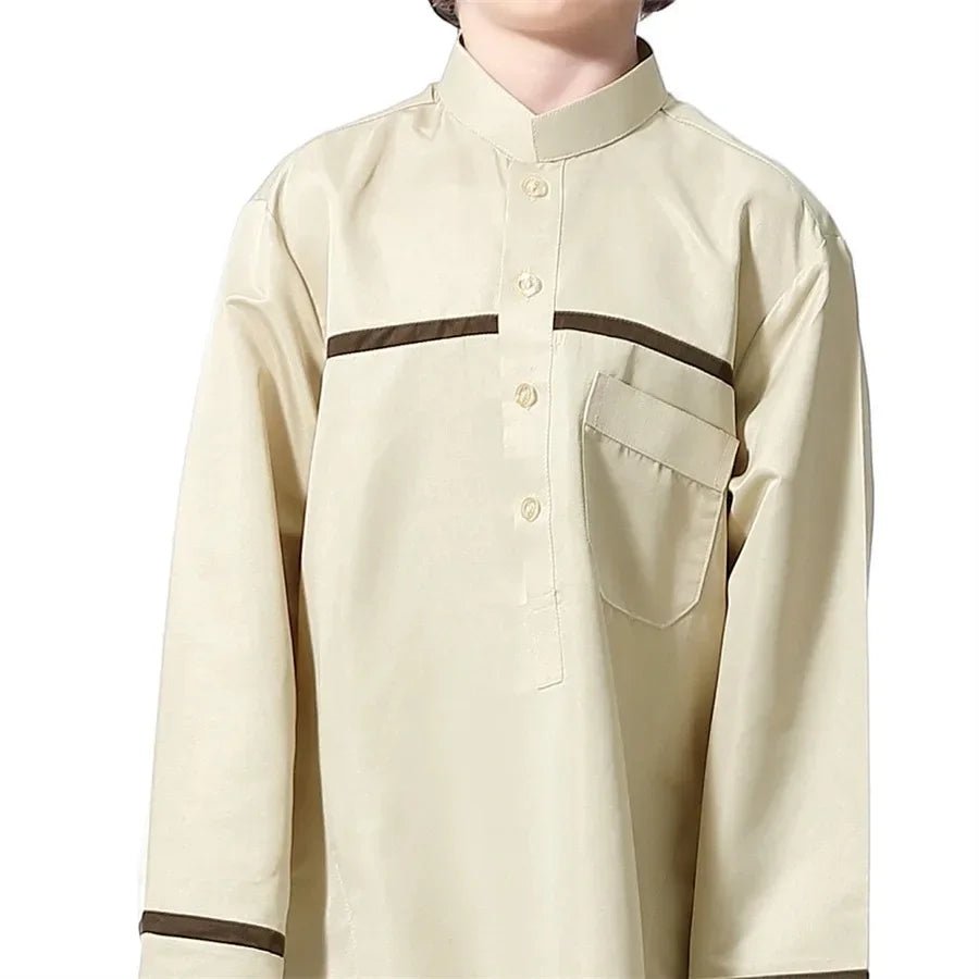 Muslim Arab Jubba Boys Robe Kids Abayas Kaftan Islamic Clothing Long Sleeve Thobe Middle East Teenage Clothing Ramadan Dress Eid