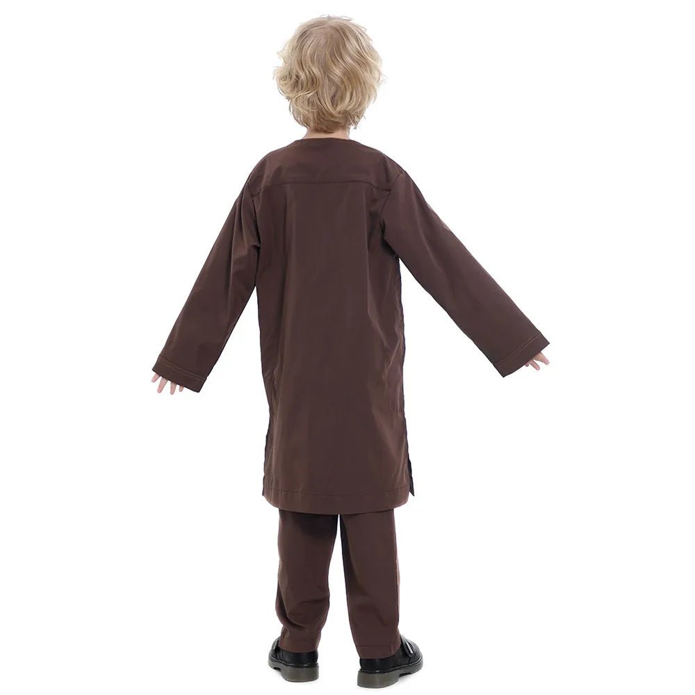 Dubai Abaya Suit Jubba Thobe For Children Arabia Muslim Prayer Baby Big Boy Qatar Pakistan Shirts and Trousers 2 Pieces Suits