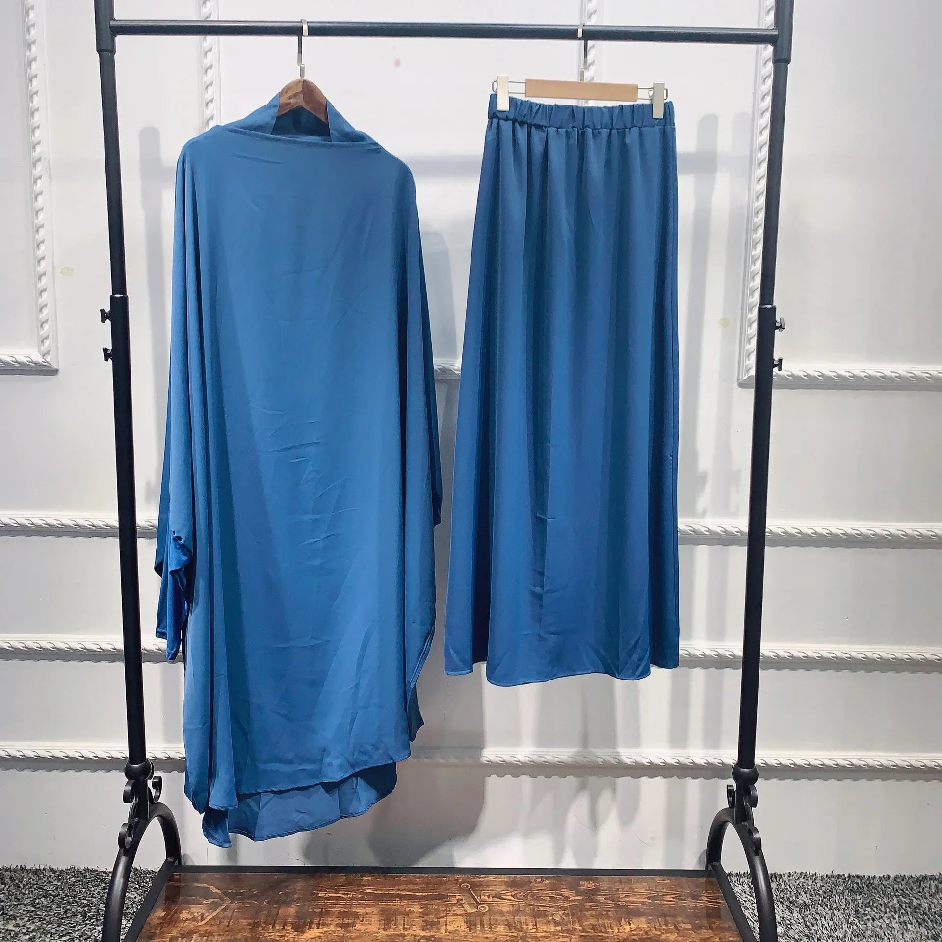 Eid Hooded Abaya Women 2 Piece Set Prayer Garment Tops Skirt Suit Islamic Clothing Ramadan Abayas Khimar Full Cover Kaftan Dress