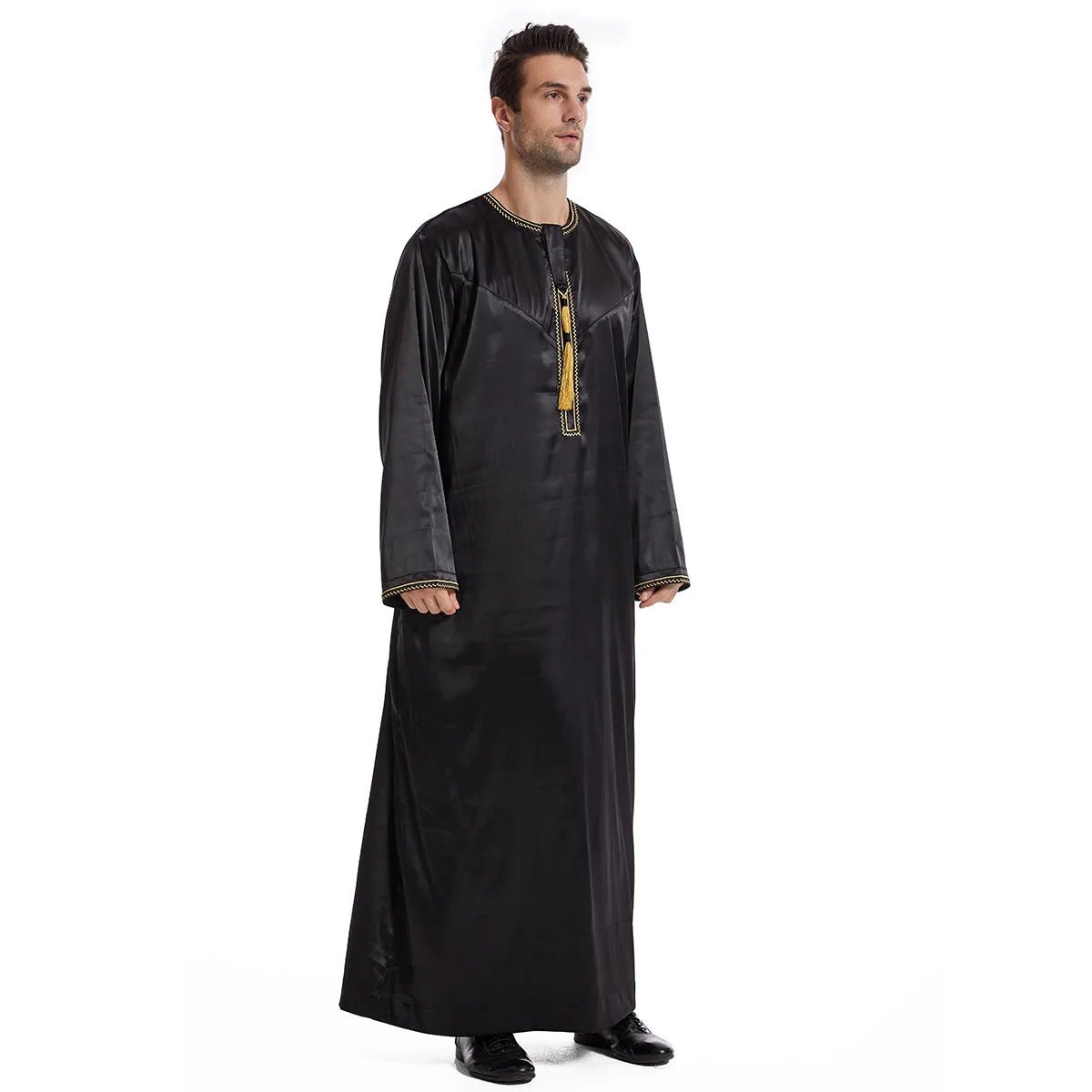 2025 Men's Muslim Long Sleeve Robe Dress Fashion Abayas Dishdasha Daffah Jubba Thobe Saudi Kaftan Islamic Clothing Caftan Homme