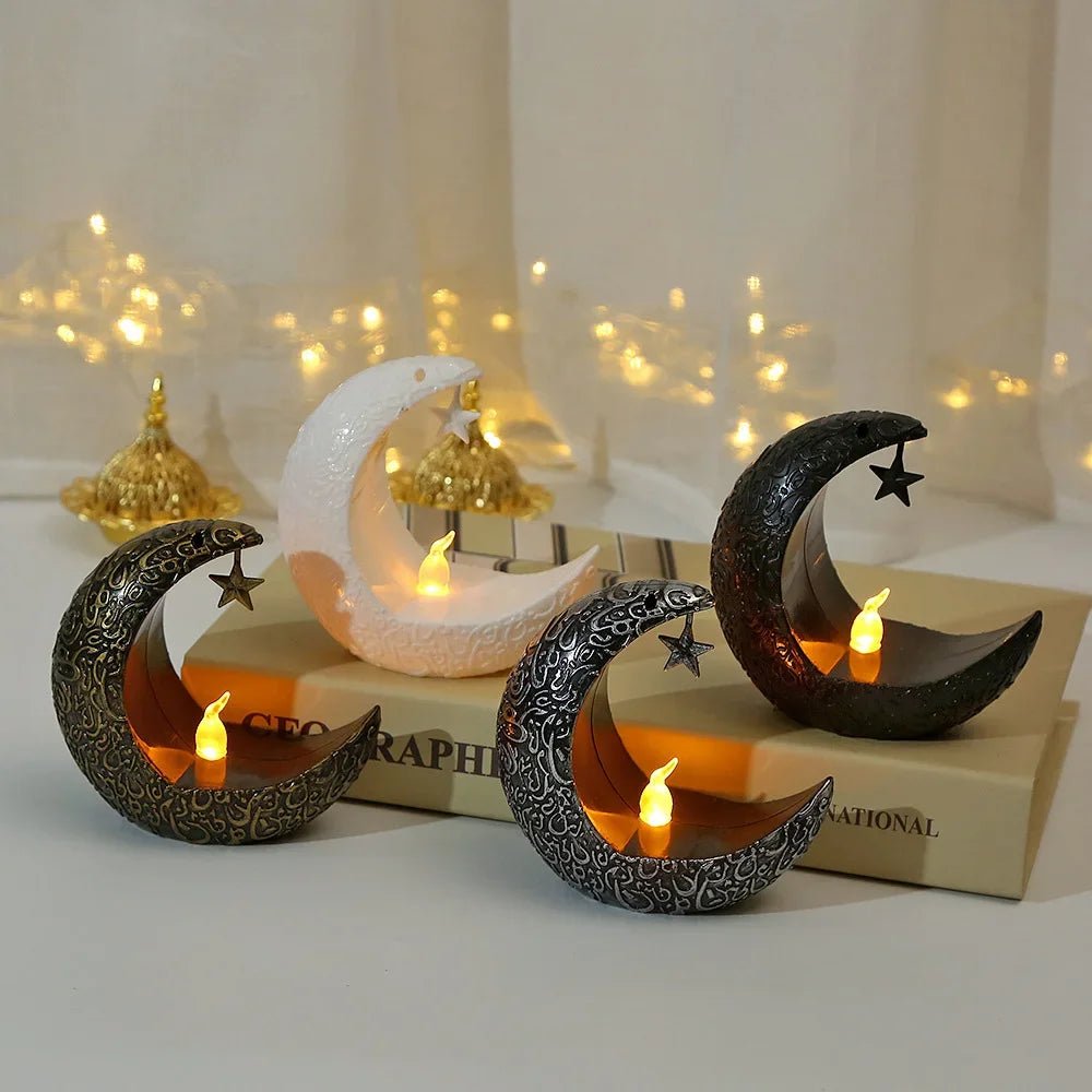 Star Moon LED Candle Holder Light Ramadan Karim Islam Muslim Home Decorative Light Electronic Candle Light Party Gift