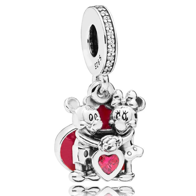 MINISO League Of Legends Mickey Mouse Minnie Plata Deley 925 Sterling Silver Charm Beads Fit Original Pandora Bracelet Jewelry