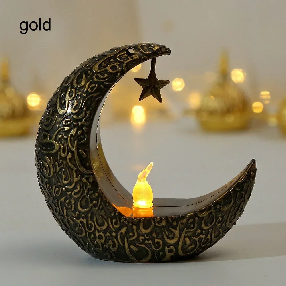 Star Moon LED Candle Holder Light Ramadan Karim Islam Muslim Home Decorative Light Electronic Candle Light Party Gift