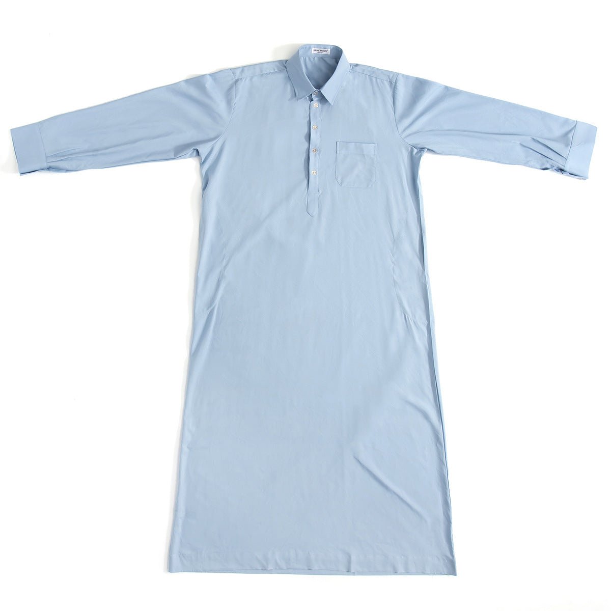Islamic clothing men's solid color long sleeved loose Muslim suit Arab Kaftan solid color standing collar men's robe