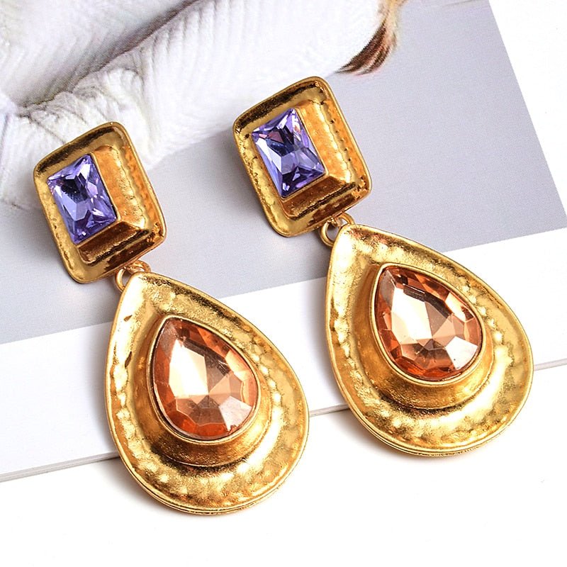 Fashion Earrings Metal Heart Shaped Diamond Jewelry - Salim Fashion