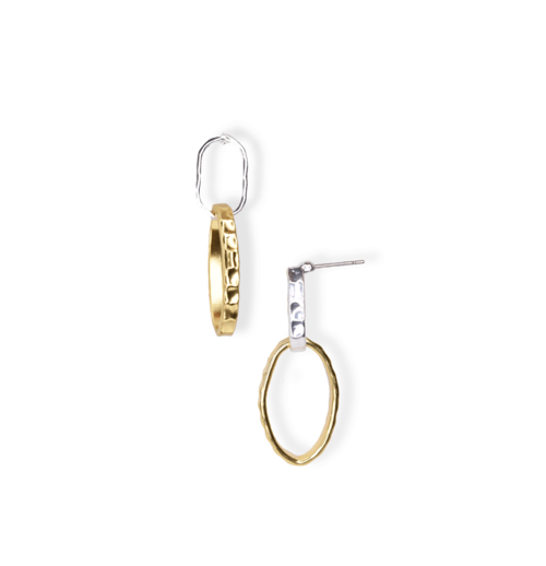 Two Tone Link Earrings - Salim Fashion