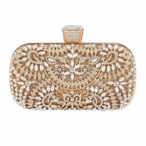 Diamond Evening Clutch Bag For Women Wedding Golden Clutch Purse Chain - Salim Fashion