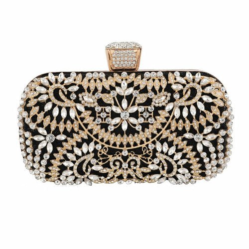 Diamond Evening Clutch Bag For Women Wedding Golden Clutch Purse Chain - Salim Fashion