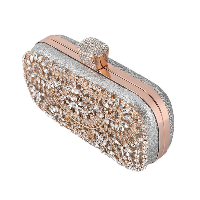 Diamond Evening Clutch Bag For Women Wedding Golden Clutch Purse Chain - Salim Fashion