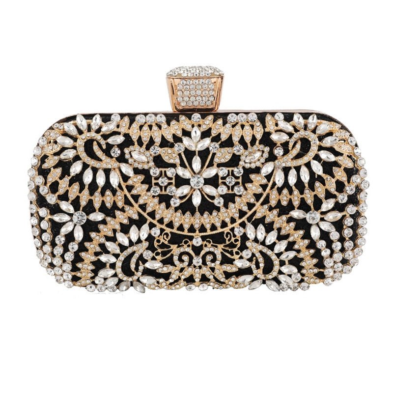 Diamond Evening Clutch Bag For Women Wedding Golden Clutch Purse Chain - Salim Fashion