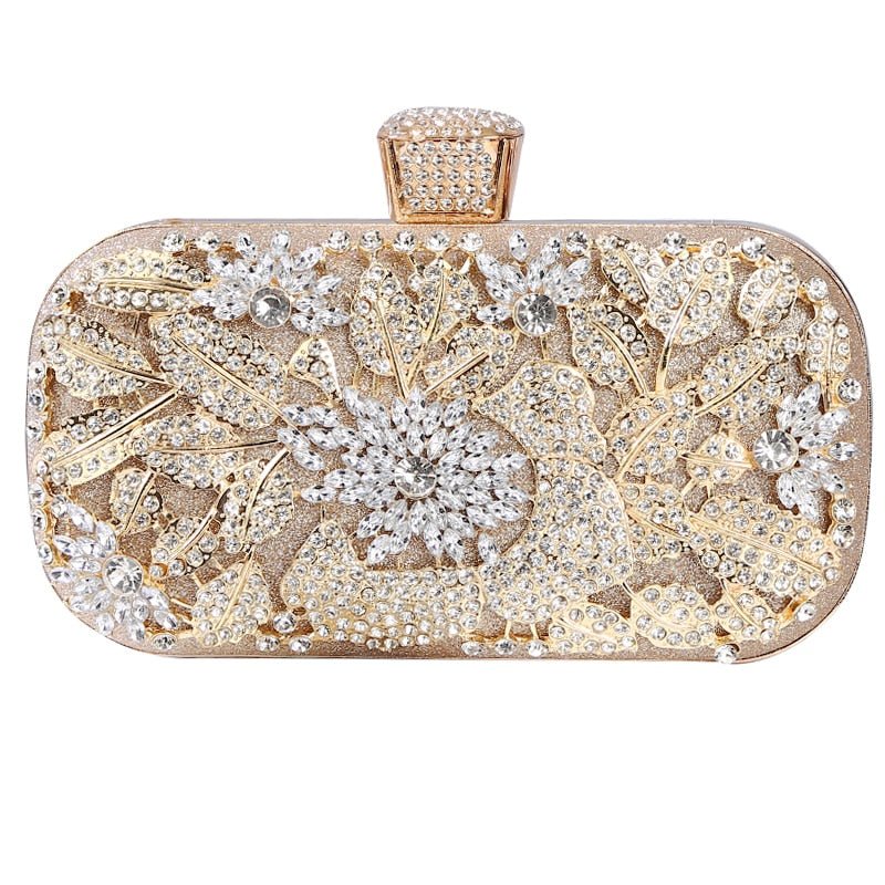 Diamond Evening Clutch Bag For Women Wedding Golden Clutch Purse Chain - Salim Fashion