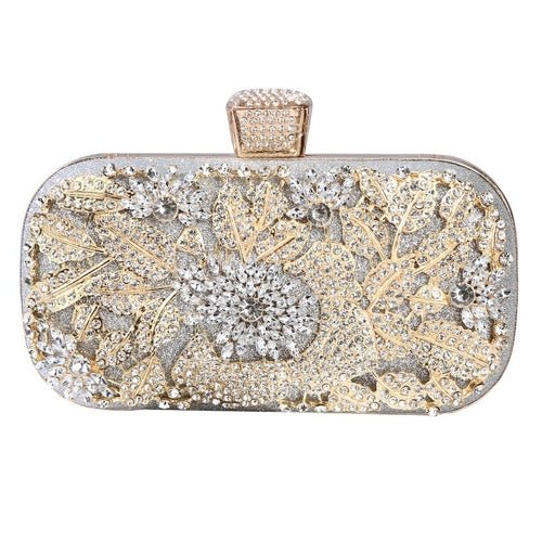 Diamond Evening Clutch Bag For Women Wedding Golden Clutch Purse Chain - Salim Fashion