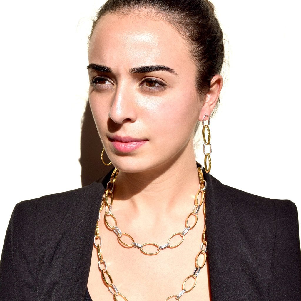 Two Tone Link Earrings - Salim Fashion