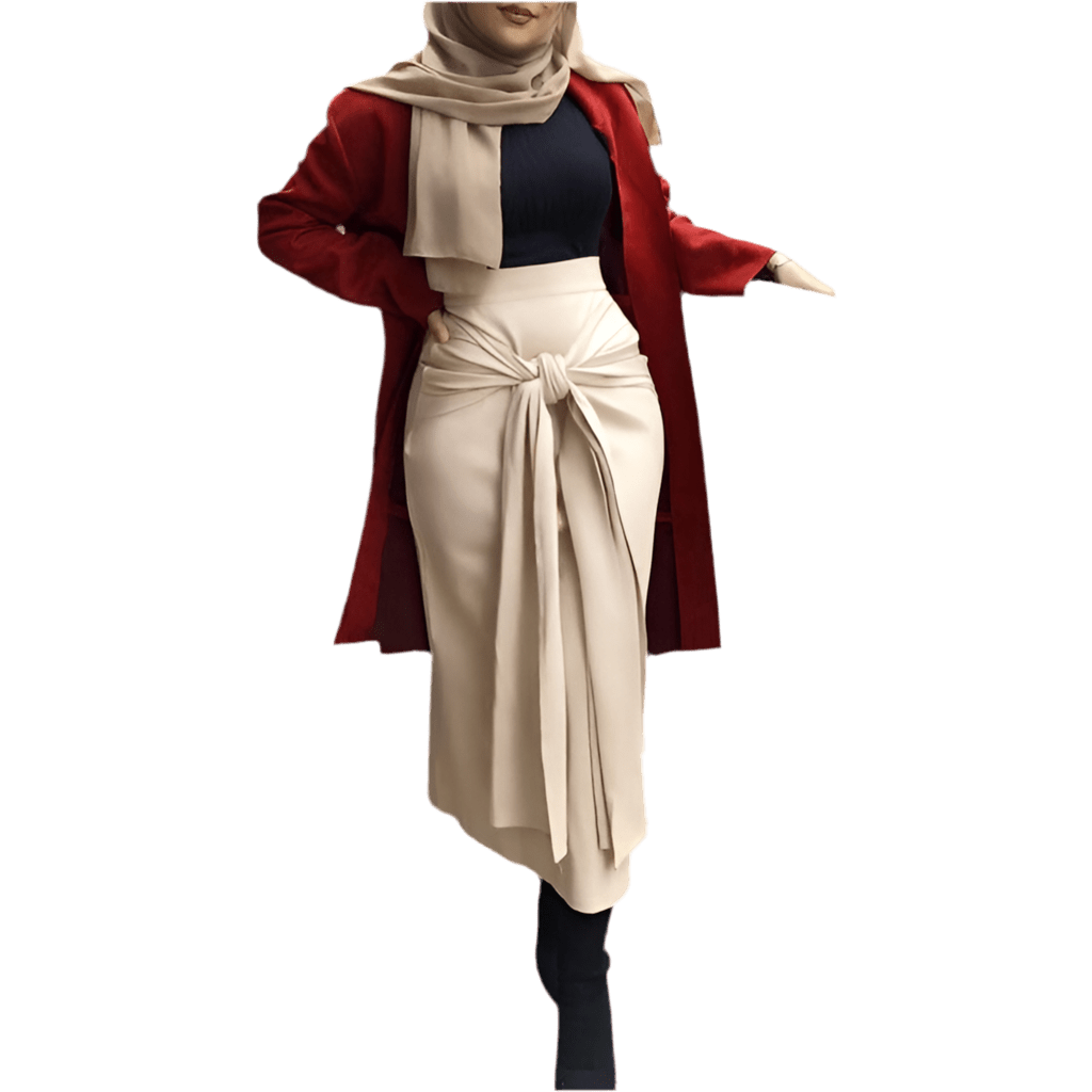 Muslim Islamic ethnic skirts Womens skirt autumn winter Long Belted Pencil Skirt
