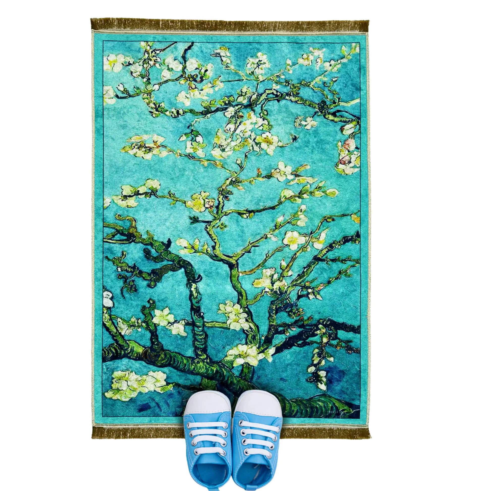 Patterned Muslim Prayer Rug for Kids | 17 x 31 Islamic Praying Mat for Child | Janamaz Carpet Ramadan Sajadah Islam Namaz Rugs (Water Green III)