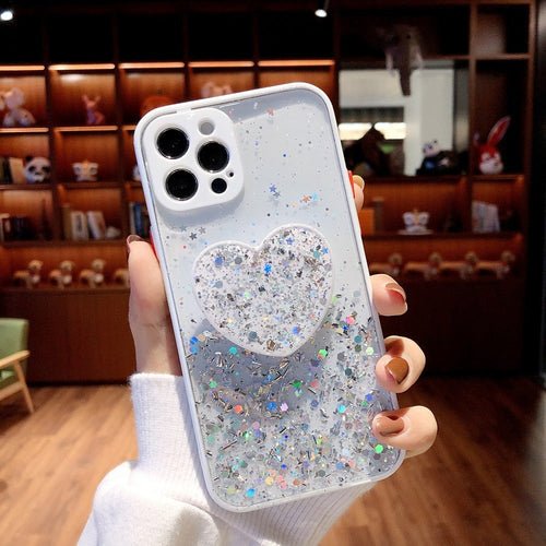 Buy 1 Get 1 Free Sequins Glitter Case with Love Stand for iPhone - Salim Fashion
