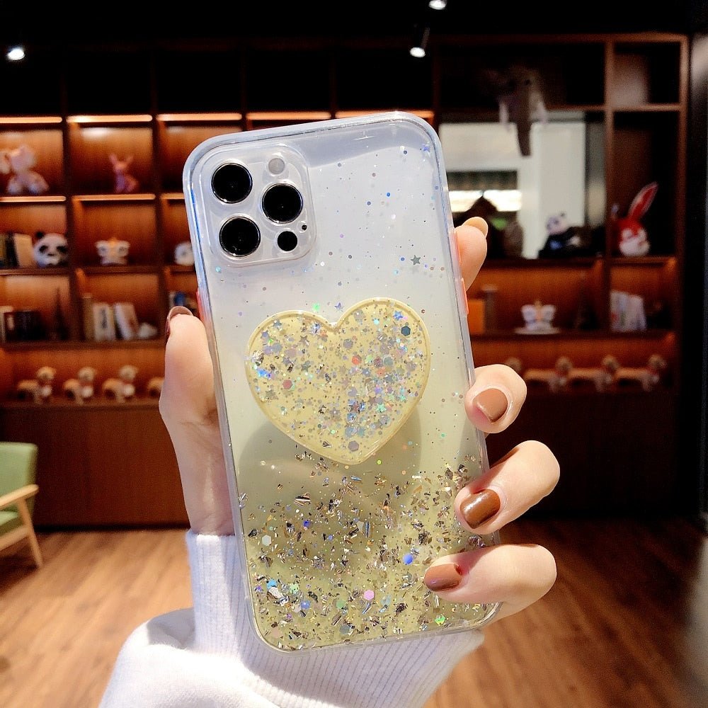 Buy 1 Get 1 Free Sequins Glitter Case with Love Stand for iPhone - Salim Fashion