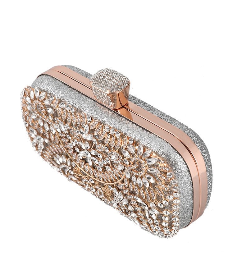 Diamond Evening Clutch Bag For Women Wedding Golden Clutch Purse Chain - Salim Fashion