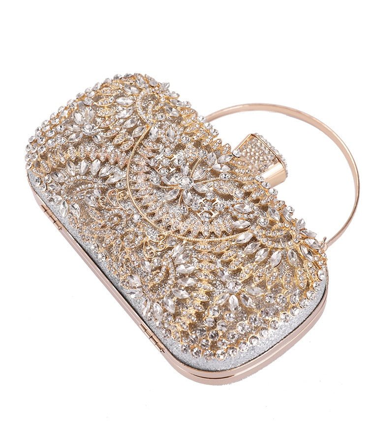 Diamond Evening Clutch Bag For Women Wedding Golden Clutch Purse Chain - Salim Fashion