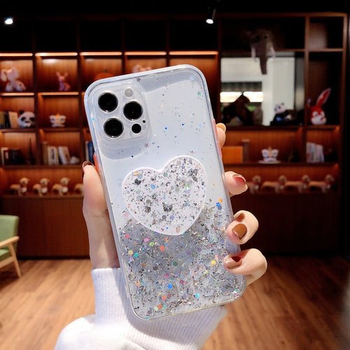 Buy 1 Get 1 Free Sequins Glitter Case with Love Stand for iPhone - Salim Fashion